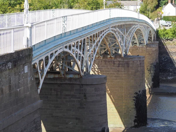 Old Wye Bridge Attraversa Fiume Tra Monmouthshire Nel Galles Gloucestershire — Foto Stock