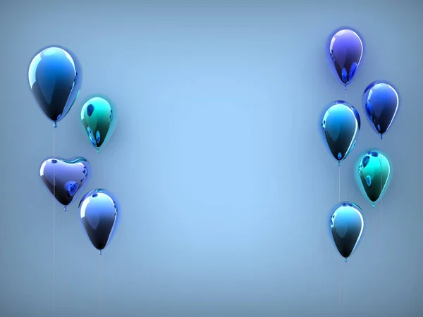 Blå Ballonger Med Vit Bakgrund — Stockfoto