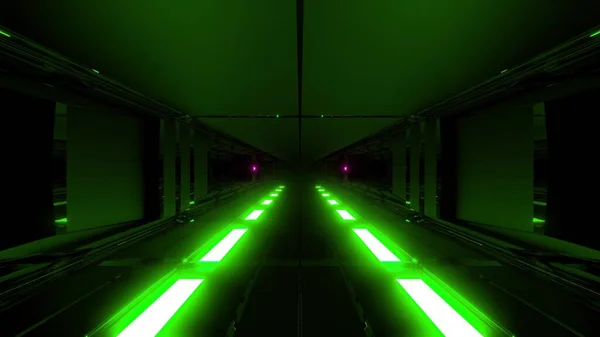 Dunkle Futuristische Scifi Tunnel Mit Heißem Metall Glüht Boden Illustration — Stockfoto