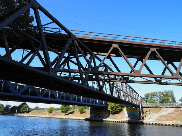 Bro Över Floden Staden Riga — Stockfoto