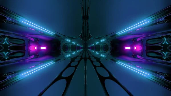 Futuristic Alien Space Ship Sci Tunnel Corridor Rendering Wallpaper Background — Stock Photo, Image