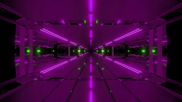 暗い未来の宇宙トンネルの廊下3Dレンダリング壁紙の背景 未来の建物の3Dイラストデザイン — ストック写真