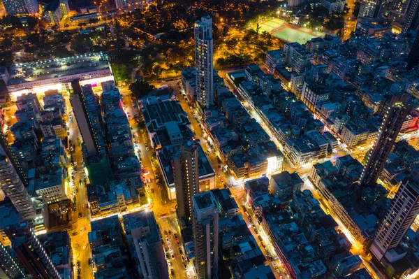 Kowloon City Hong Kong Maj 2019 Ovanifrån Hongkong Stad Natten — Stockfoto