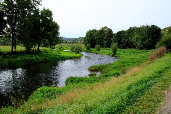 Řeka Enz Enztalu Muehlhausenu — Stock fotografie