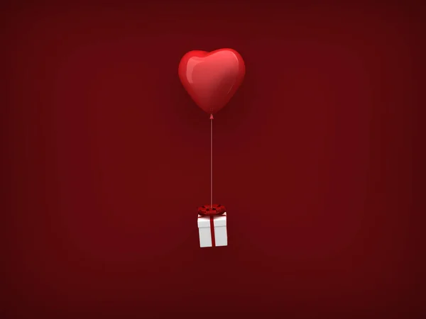 Caja Regalo Está Colgando Globo Forma Corazón Para Cumpleaños Celebración —  Fotos de Stock