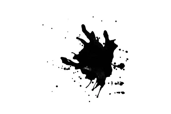 白の背景に隔離された黒いインクスプラッシュ — ストック写真