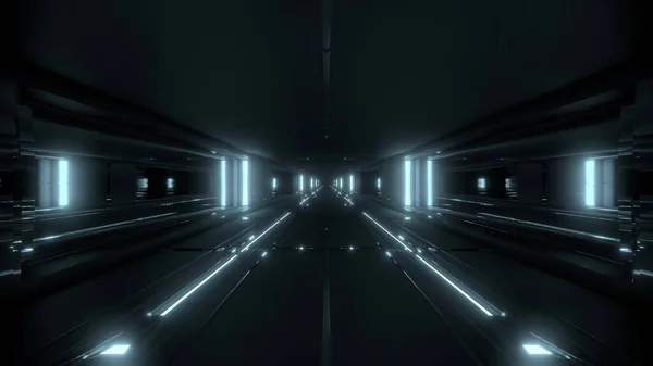 Futuristico Sci Tunnel Corridoio Edificio Con Metallo Caldo Illustrazione Sfondo — Foto Stock