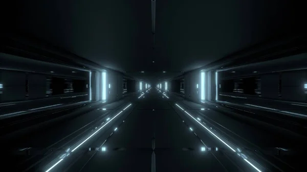 Futuristische Sci Tunnel Hal Gebouw Met Hete Metalen Illustratie Achtergrond — Stockfoto