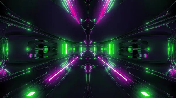 Futuristische Sci Tunnel Hal Gebouw Met Mooie Reflectie Illustratie Achtergrond — Stockfoto