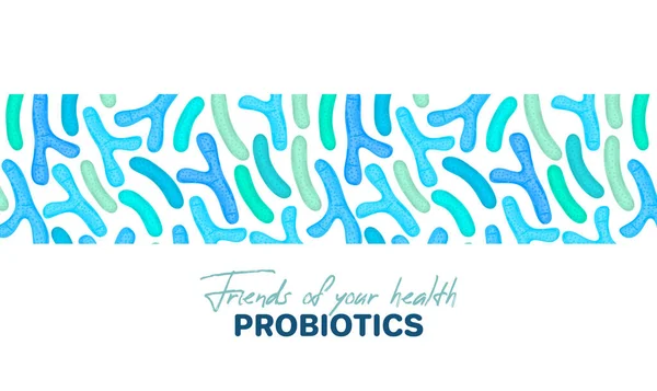 Векторний Фон Пробіотиками Біфідобактерія Лактобацил Бактерія Молочної Кислоти Мікробіомі Медицина — стокове фото