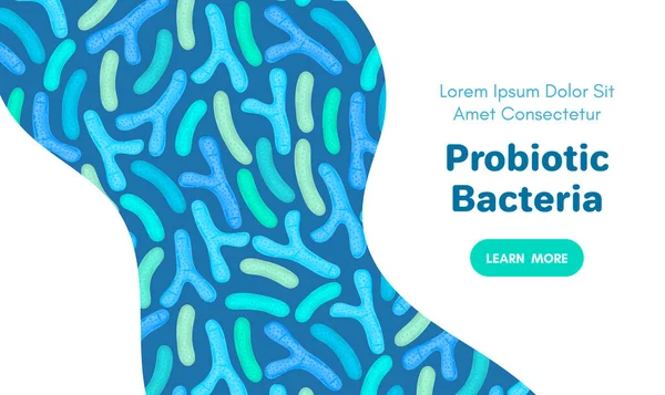 Fondo Vectorial Con Probióticos Bifidobacterias Lactobacilos Bacteria Del Ácido Láctico — Foto de Stock