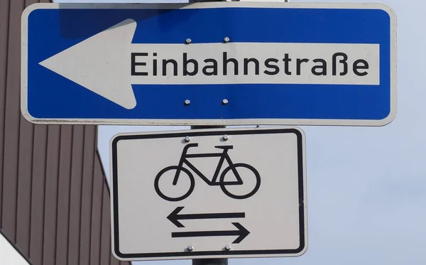 Einbahnstrasse Meaning One Way German Traffic Sign — Stock Photo, Image