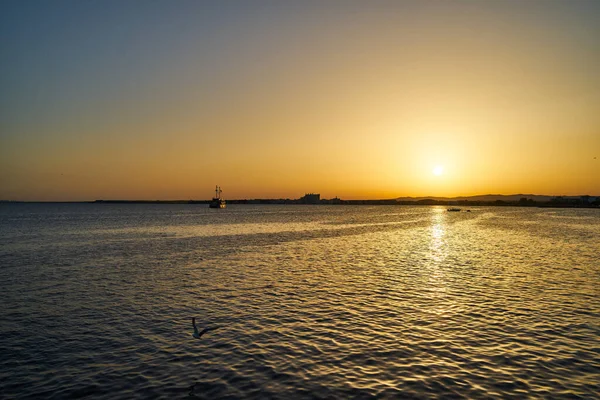 Schöner Sonnenuntergang Über Der Bucht Von Pomorie Schwarzes Meer Bulgarien — Stockfoto