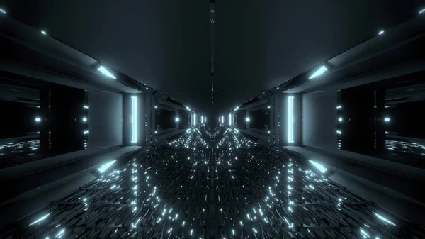 Φουτουριστικό Λαμπερό Διάδρομο Τούνελ Scifi Πολλές Ωραίες Αντανακλάσεις Απόδοση Ταπετσαρία — Φωτογραφία Αρχείου