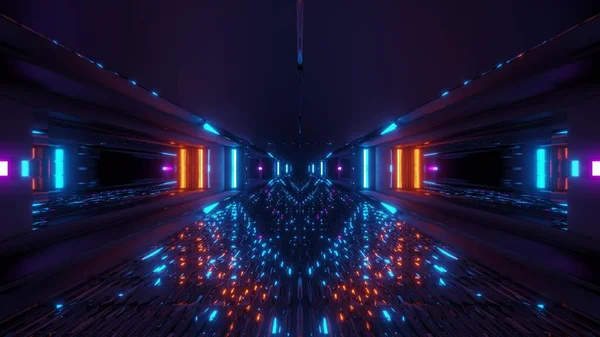 Futuriste Lumineux Couloir Tunnel Scifi Avec Nombreuses Belles Réflexions Fond — Photo