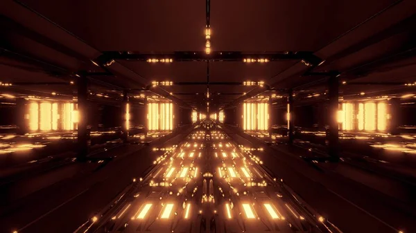 Futuristische Glühende Scifi Tunnel Korridor Mit Schöner Reflexion Rendering Hintergrund — Stockfoto