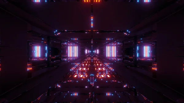 Futuristisk Glödande Scifi Tunnel Korridor Med Fin Reflektion Rendering Tapet — Stockfoto