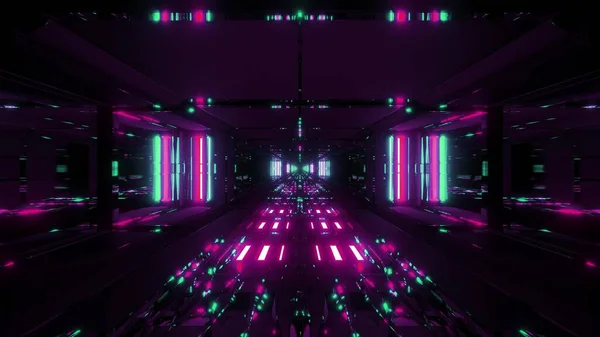 Futuristische Glühende Scifi Tunnel Korridor Mit Schöner Reflexion Rendering Hintergrund — Stockfoto