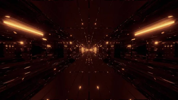 Абстрактный Футуристический Светящийся Научно Фантастический Туннельный Коридор Многими Приятными Отражениями — стоковое фото