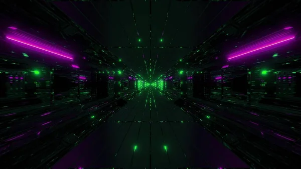 Hochabstrakte Futuristische Glühende Scifi Tunnel Korridor Mit Vielen Schönen Reflexionen — Stockfoto