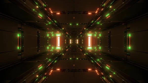 Futuristische Glühende Scifi Tunnel Korridor Mit Schöner Reflexion Rendering Tapete — Stockfoto