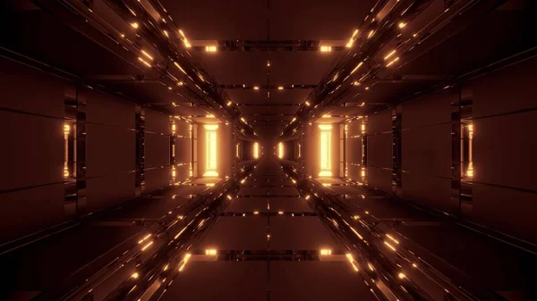 Futuristic Glowing Scifi Tunnel Corridor Nice Reflection Rendering Wallpaper Background — Stock Photo, Image
