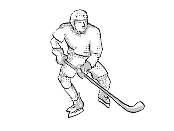 Ijshockey Speler Cartoon Geïsoleerd — Stockfoto