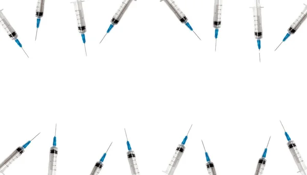 Medical Syringe Isolated White Background Injection Needles Medical Use Space — Stock Photo, Image