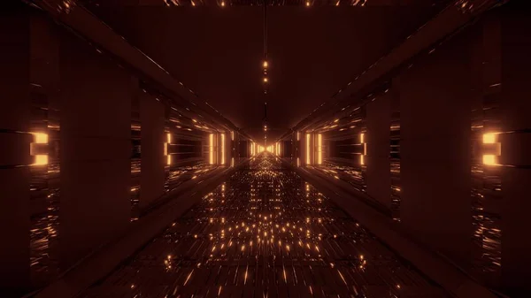 Futurystyczny Świecący Korytarz Tunelu Sci Masywnym Ładne Refleksje Ilustracja Tapety — Zdjęcie stockowe