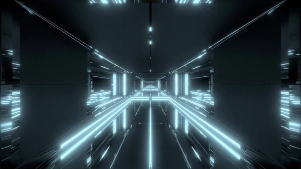 未来派轻拍科幻隧道道观3D背景墙纸科幻建筑3D渲染 — 图库照片