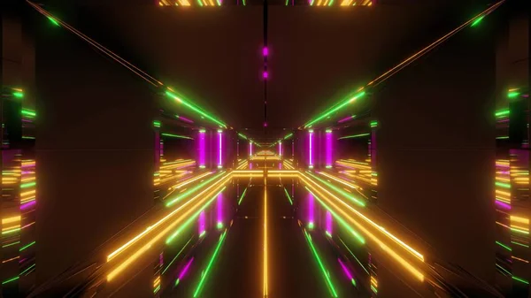 Futuristisch Licht Beroerte Sci Tunnel Gang Tempel Illustratie Achtergrond Behang — Stockfoto