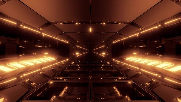Futuristiska Glödande Sci Luft Hangar Rymd Korridor Med Massiv Fina — Stockfoto