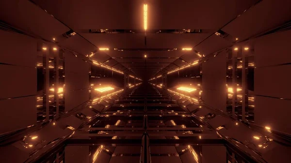 大規模な素敵な反射3Dイラスト壁紙の背景を持つ未来的な輝くSf空気格納庫のスペースの廊下 未来的な現代のSf Sfデザイン3Dレンダリング — ストック写真