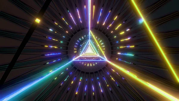 Leuchtendes Dreieck Abstraktes Drahtgestell Mehrfarbig Bunte Illustration Design Moderne Abstrakte — Stockfoto