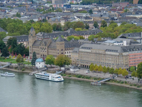 Koblenz Városa Németországi Rhine Folyónál — Stock Fotó