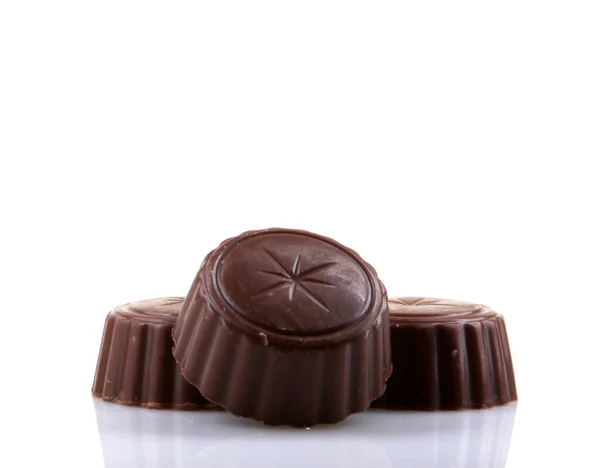 Doces Chocolate Isolado Fundo Branco — Fotografia de Stock