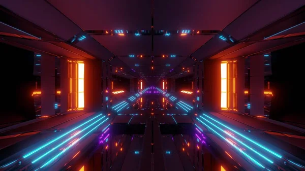 Futuristische Science Fiction Raumschiff Lufthangar Tunnel Mit Glasfenstern Rendering Hintergrundtapete — Stockfoto
