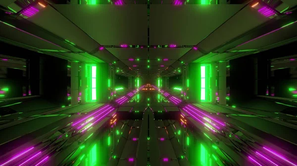 Futurystyczne Sci Przestrzeń Statek Powietrzny Hangar Tunel Szklanymi Oknami Renderowania — Zdjęcie stockowe
