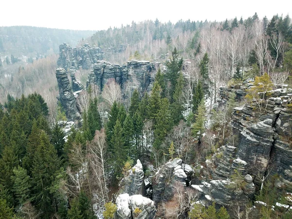 Vista Impressões Das Belas Montanhas Elbsandstein — Fotografia de Stock