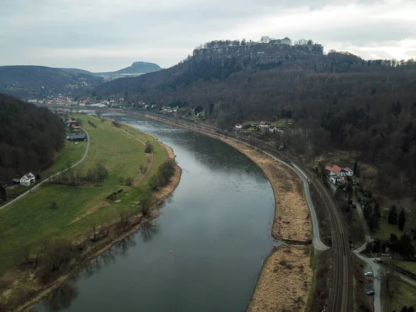 Une Belle Vue Sur Bel Elbe Automnal — Photo