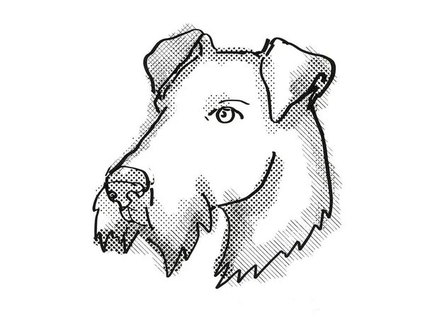 Ретро Рисунок Стиле Мультфильма Головы Airdale Terrier Домашней Собаки Породы — стоковое фото