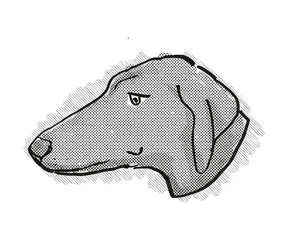 黒と白で行われた孤立した白の背景にAzawh犬 国内犬や犬の品種の頭のレトロな漫画スタイルの描画 — ストック写真