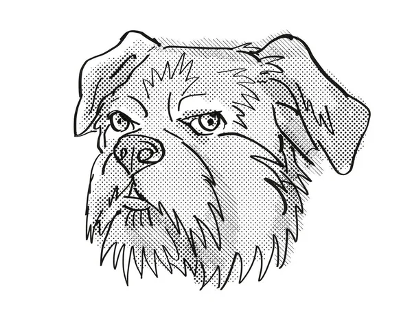 Desenho Estilo Cartoon Retro Cabeça Bruxelas Griffon Cão Doméstico Raça — Fotografia de Stock