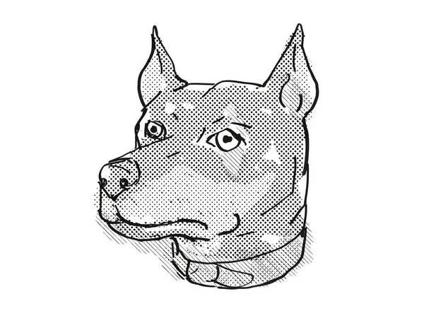 Disegno Retrò Stile Cartone Animato Testa Pinscher Tedesco Cane Domestico — Foto Stock