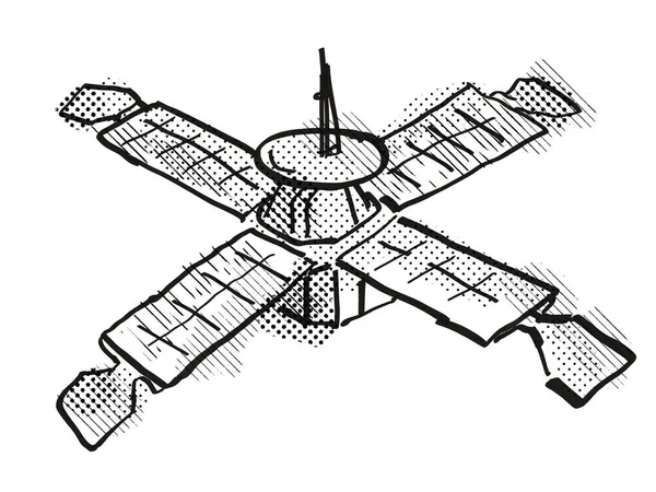 Desen Desene Animate Retro Unei Sonde Spațiale Epocă Sau Unui — Fotografie, imagine de stoc