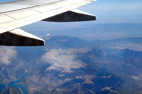 Vista Janela Avião Partir Avião — Fotografia de Stock