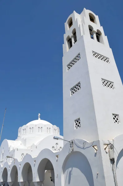 Igreja Branca Santorini Grecia — Fotografia de Stock