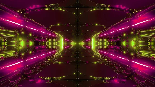 未来的なScifiエイリアン宇宙トンネルの建物3Dレンダリング壁紙の背景 現代の宇宙回廊3Dイラストデザイン — ストック写真
