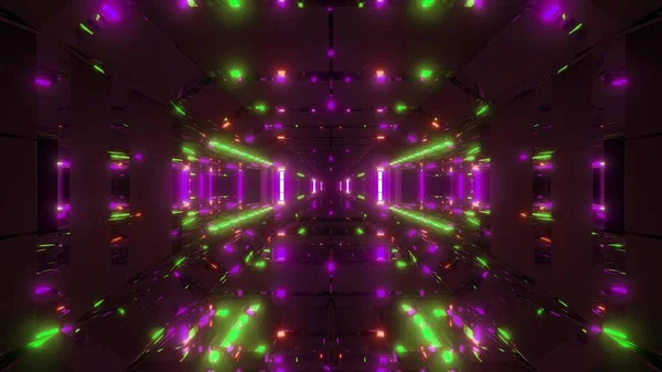 未来的なSfスペース格納庫 素敵な輝くライト3Dイラスト壁紙の背景 現代のSf Sfビル — ストック写真