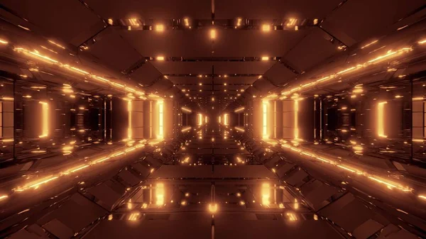 Futuristische Science Fiction Space Hangar Mit Schönen Leuchtenden Lichtern Illustration — Stockfoto